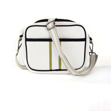 Load image into Gallery viewer, The Spencer  Crossbody Messenger Bag -  Classic Cream Canvas with a Gold Stripe - The Sweet Life by B. Lee
