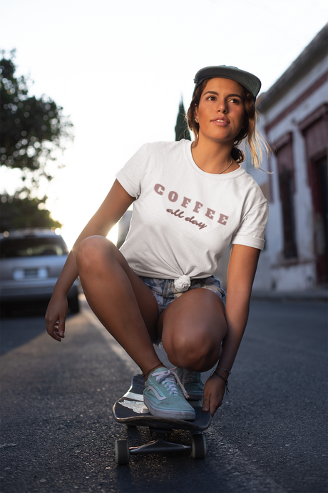 Coffee All Day T-shirt in White - The Sweet Life by B. Lee